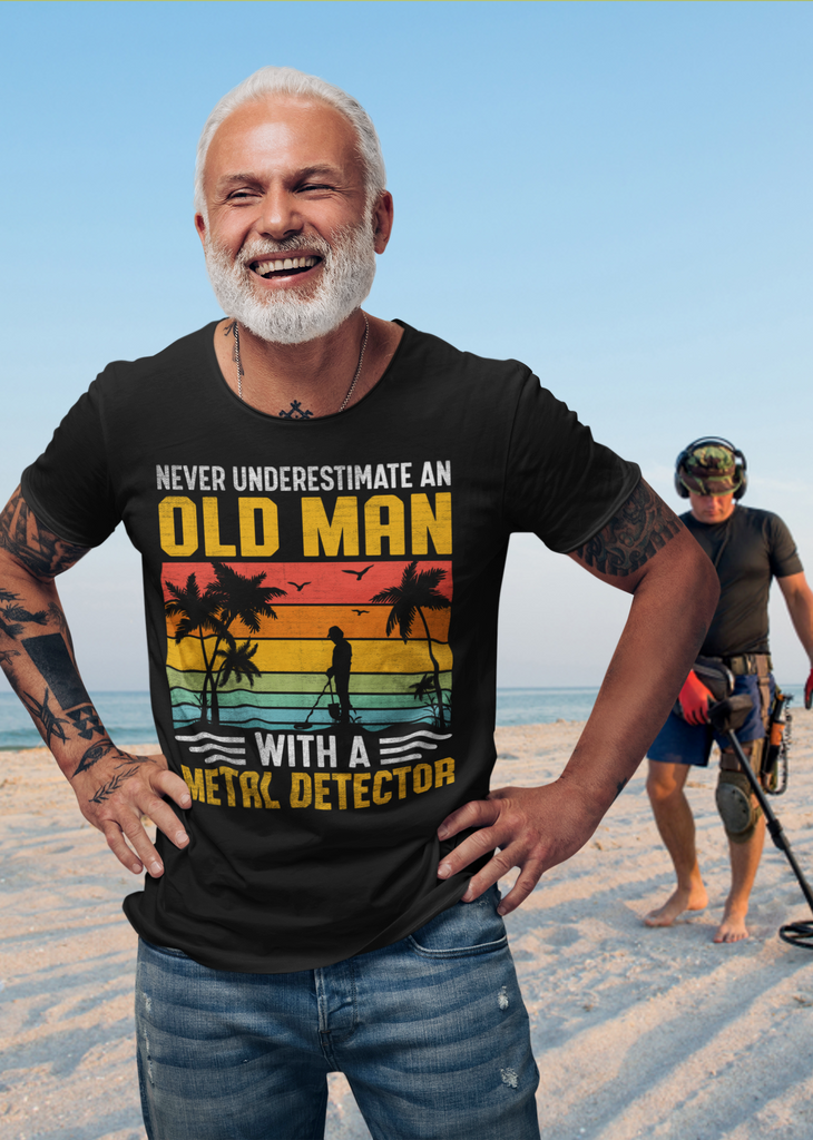 Never Underestimate An Old Man With A Metal Detector T-shirt