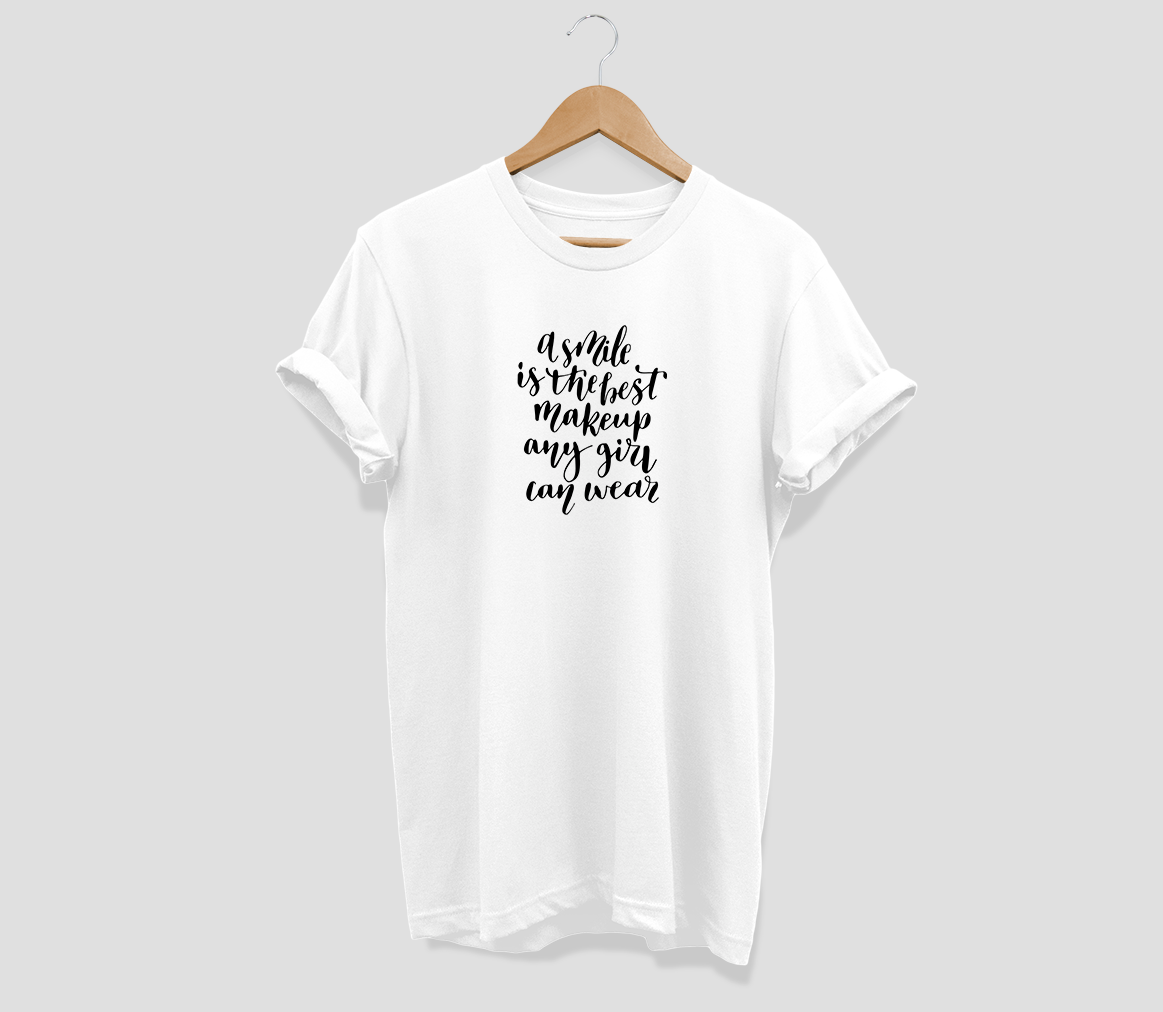 A smile is the best make up any girl can wear T-shirt - Urbantshirts.co.uk