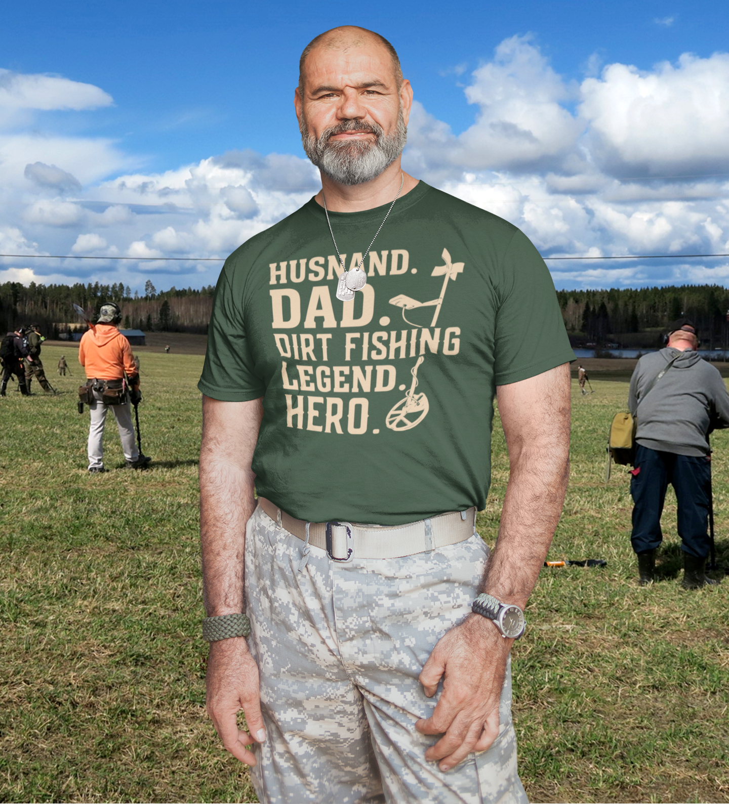 Husband.Dad. Dirt Fishing Legend. Hero - T-shirt