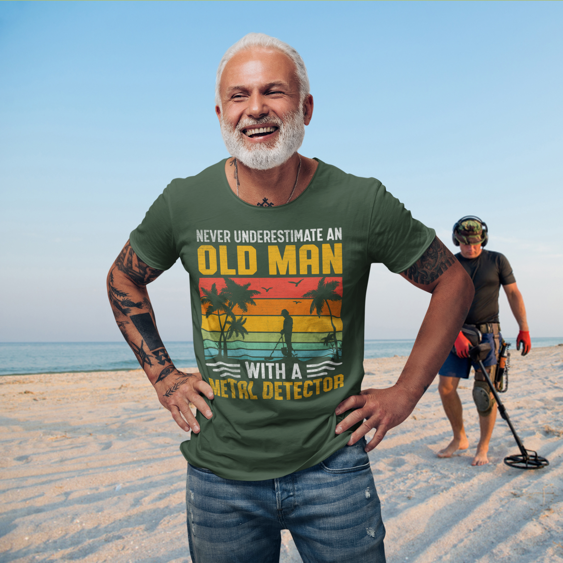 Never Underestimate An Old Man With A Metal Detector T-shirt