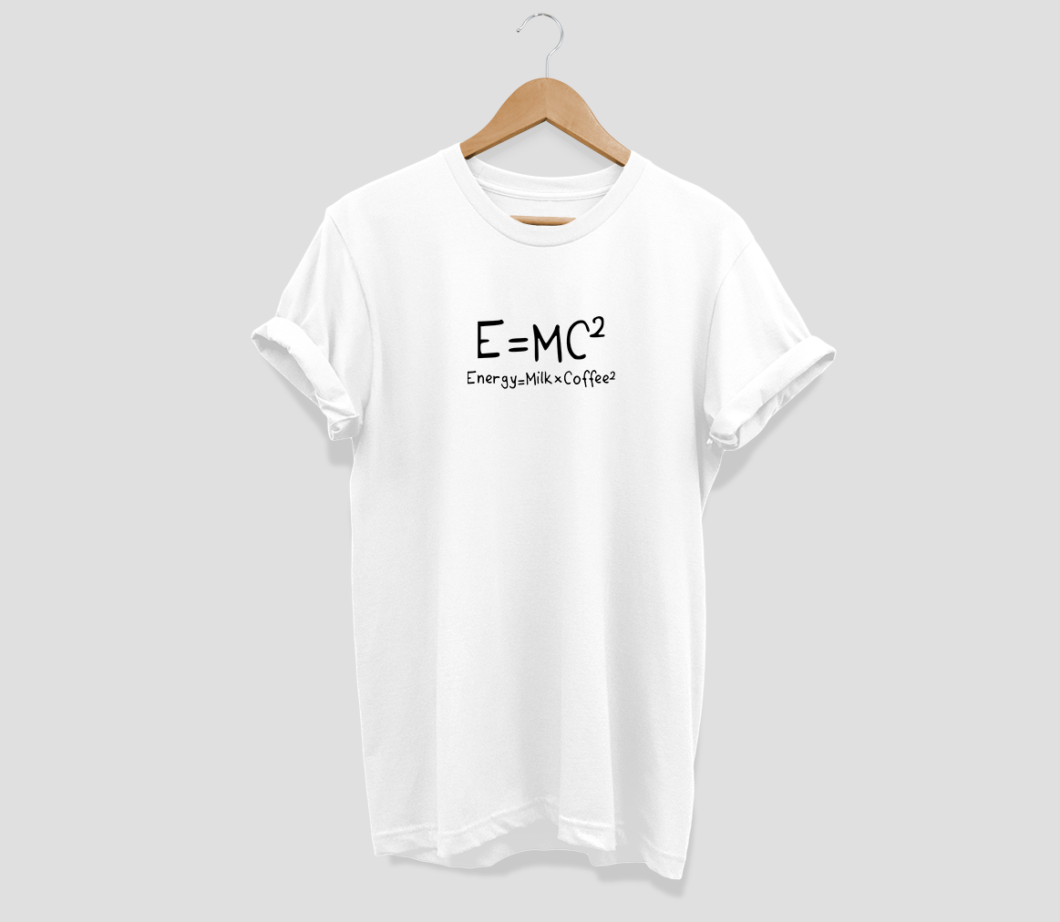 E=MC2 Energy=Milk+Coffee 2 T-shirt - Urbantshirts.co.uk