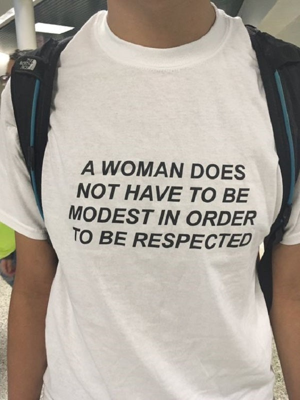 A Woman Does Not Have To Be Modest To Be Respected T-shirt - Urbantshirts.co.uk