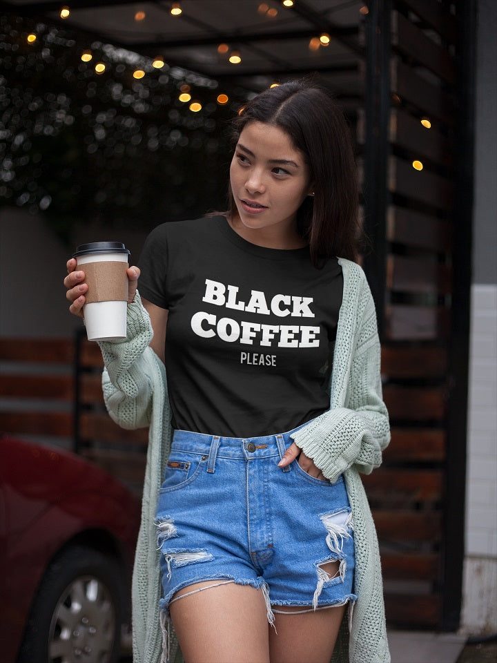 Black Coffee Please T-shirt - Urbantshirts.co.uk