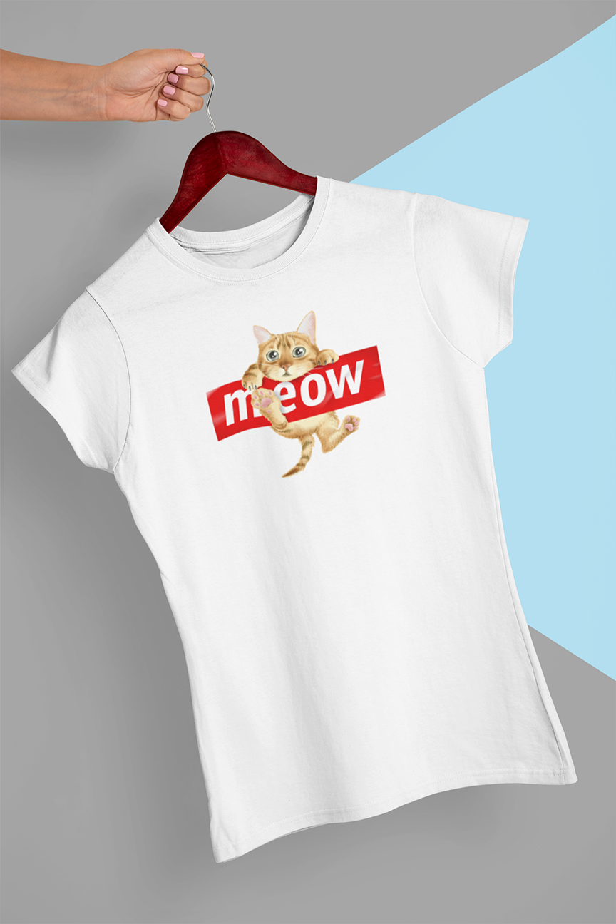 Meow kitty T-shirt - Urbantshirts.co.uk