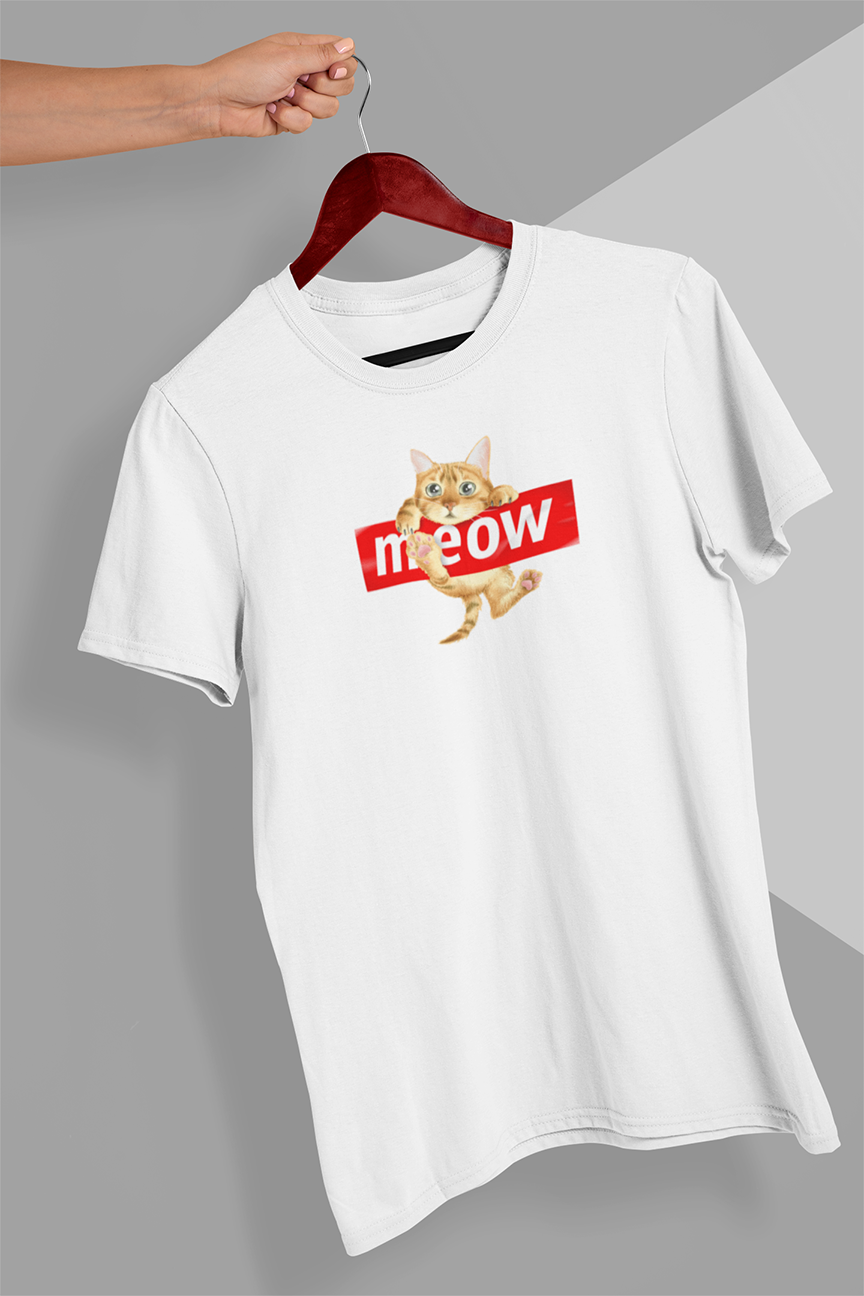 Meow kitty T-shirt - Urbantshirts.co.uk