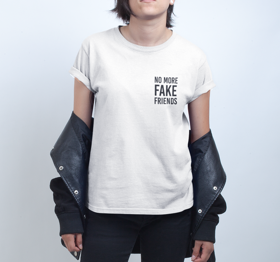 No more fake friends pocket printed T-shirt - Urbantshirts.co.uk